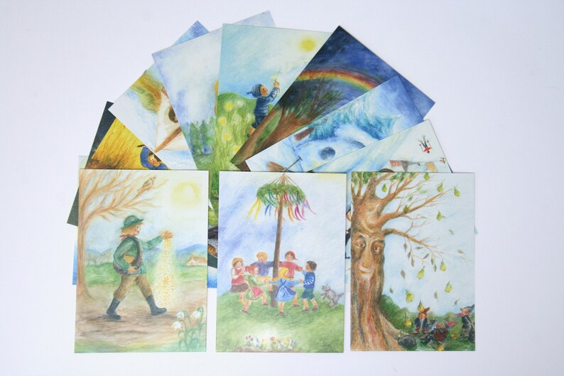 Monthly Postcards 12 Set by Ilona Bock /postcard / Picture / Etsy