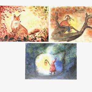 Cartes postales d’automne Set 5 / cartes postales / carte postale / Waldorf / saison / table nature