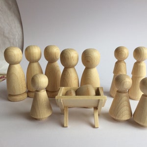 Peg Doll Krippe Kegelfigur / Figurenkegel Set Holz