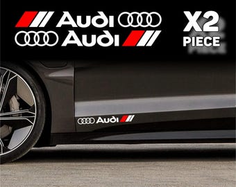 2 autocollants Audi Racing en vinyle de 27 pouces – Autocollants sur les jupes latérales et le capot, écusson, logo