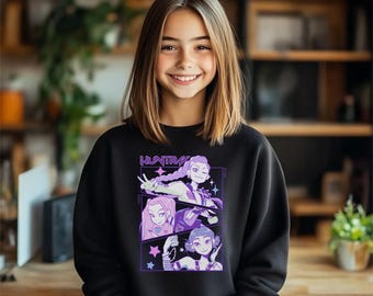 Huntrix Youth Sweatshirt, Saja Girls Fan Shirt, Kpop Demon Hunter Hoodie, Huntrix Fan Shirt, Demon Hunters Sweatshirt, Kpop Kids Shirt