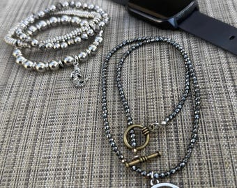Mermaid Jewelry Set | Metal Beaded Necklace and Bracelet | Gift for Ocean Lovers!