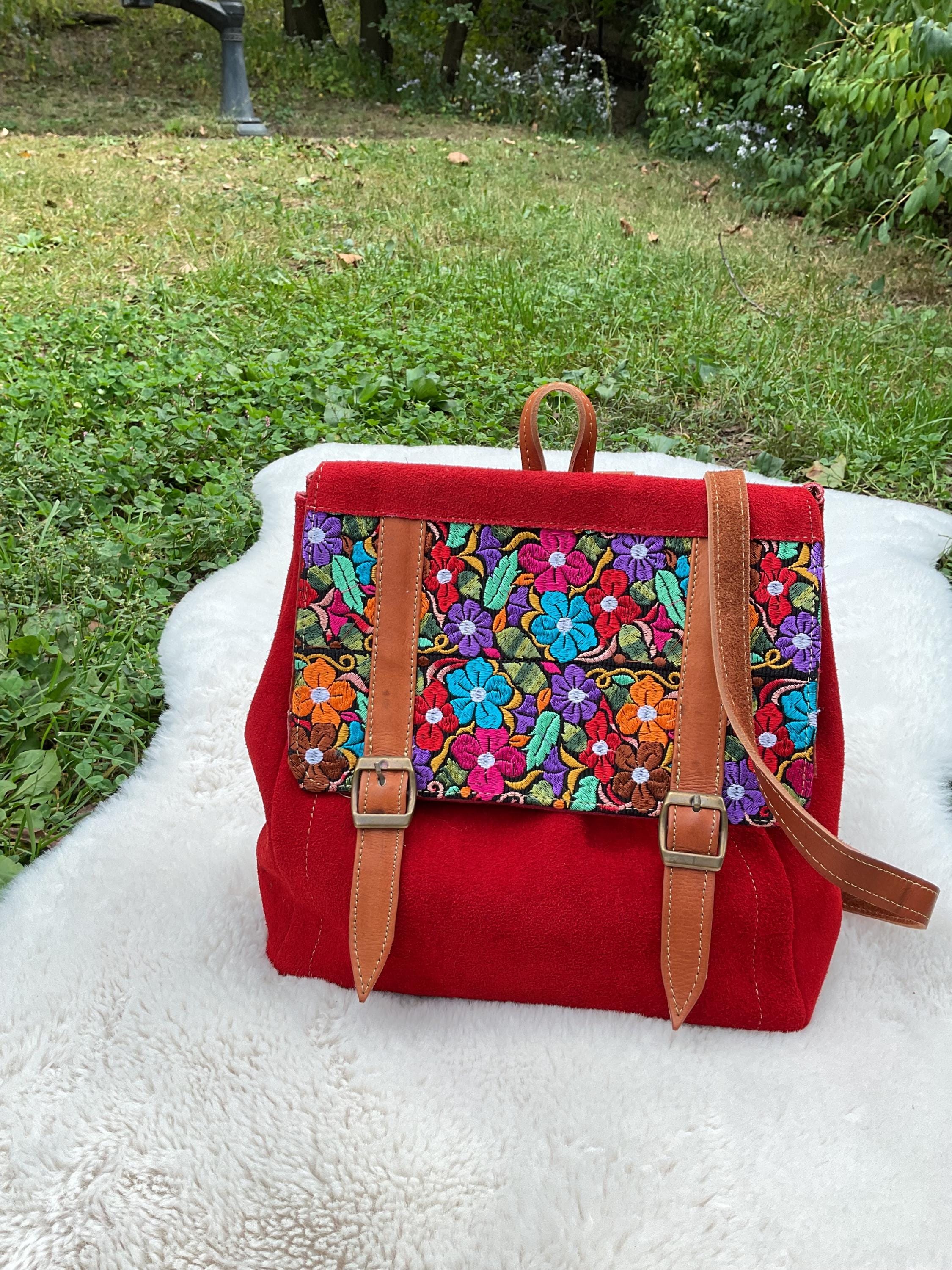 Boho Red Multicolor Woven Backpack for Women (N32) Red Boho Backpack - Etsy main image 2