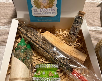 Spiritual Cleansing Gift Set Ritual Candles for Prosperity, Love, Health, EnergyProtection. Includes incense, soap, Palo Santo,candle holder