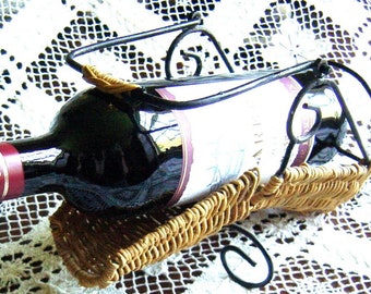 Vintage French Wine Bottle Holder Basket