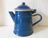 Vintage Enamel Blue Coffee Tea Hot Chocolate Pot