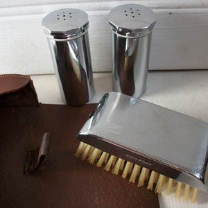 Men&#39;s Vintage Travel Set Chrome Toiletries Grooming Kit English Leather Dopp Set 1930s 1940s