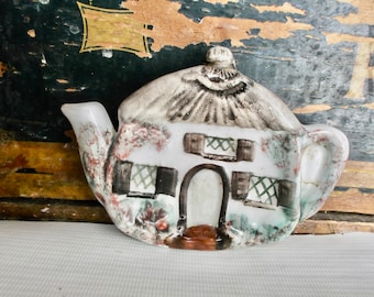 Vintage English Tea Bag Holder Country Cottage Spoon Rest Cottagecore Decor