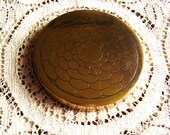 Vintage 1960s Gold Compact Bohemian Lotus Flower Compact