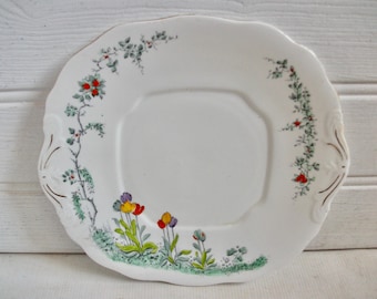Prato de bolo antigo Art Déco com tulipas, por volta de 1920.