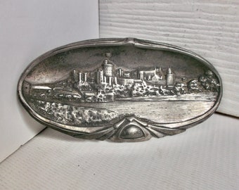 Antique Windsor Castle Metal Tray Trinket Dish Royal Souvenir English British Memorabilia