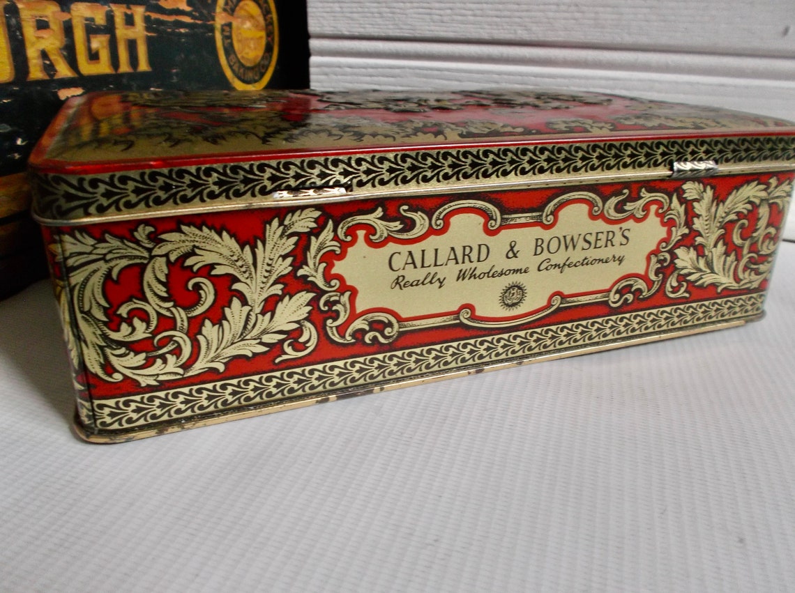 Vintage Englische Süßigkeiten Blech Schatztruhe Box Mid Etsy