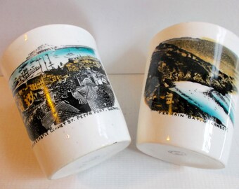 Antique English Guernsey Souvenir Porcelain Cup Set