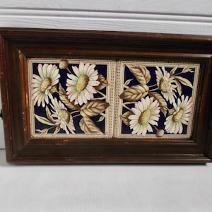Antique Art Nouveau Tile Tray With Brass Handles Arts and Crafts Era Decor