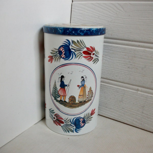 Vintage Franse Quimper Biscuit Canister Souvenir Box van Frankrijk