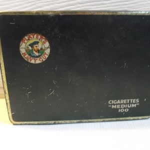 Vintage English Large Cigarette Tobacco Tin Advertising Graphics Players Navy Cut Tobacciana Tin