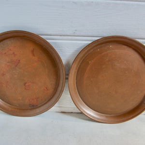 Antique Copper Round Tray Serving Plate Set