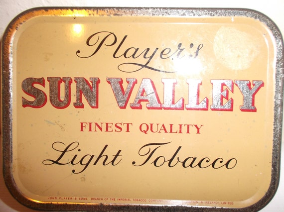 sun valley tobacco tin Vintage Tobacco Tin Player's Sun Valley Finest Quality Light Tobacco Mid  Century 1940s Tobacciana Metal Box