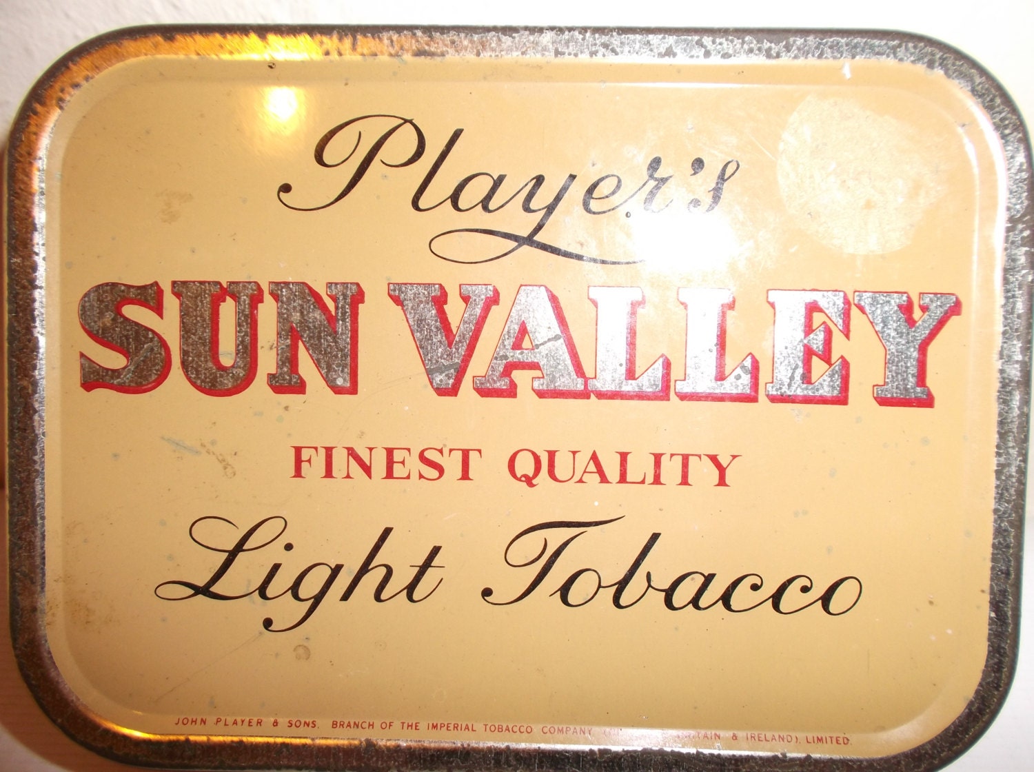 Vintage Tobacco Tin Player's Sun Valley Finest Quality Light Tobacco Mid  Century 1940s Tobacciana Metal Box