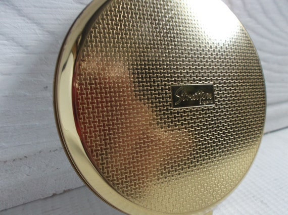 Vintage 1970s Stratton Brass Floral Compact Mirro… - image 3