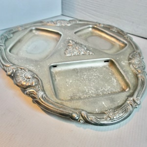 Antique English Silver Plated Ornate Art Nouveau Compartment Tray