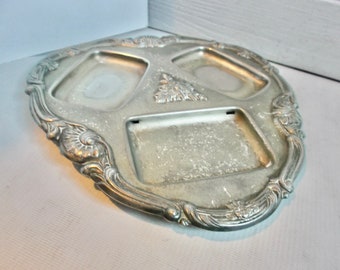 Antique English Silver Plated Ornate Art Nouveau Compartment Tray