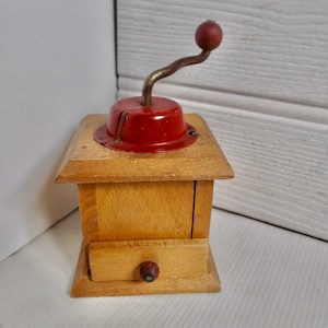 Vintage Wood and Metal Coffee Grinder Mill Spice Grinder