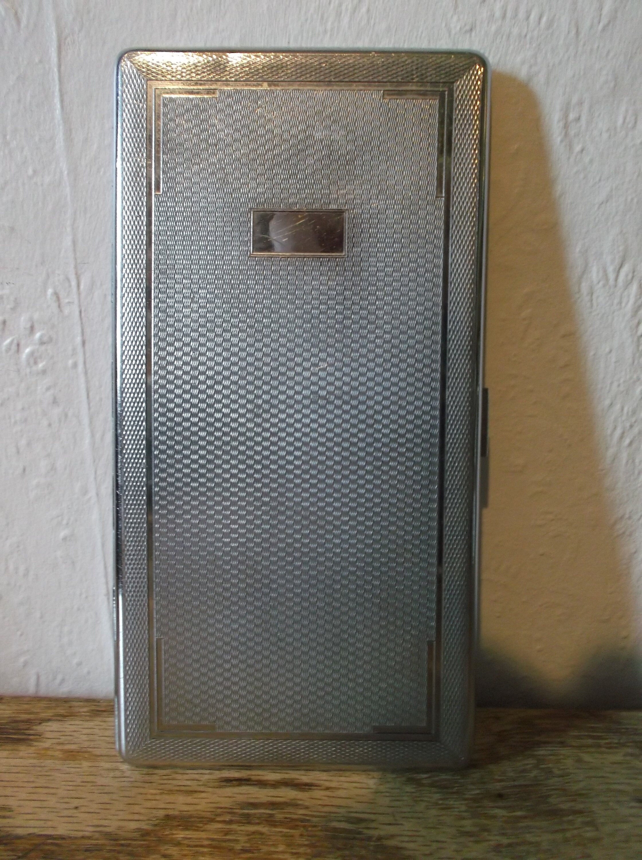 Vintage 1940s Embossed Leather and Metal Cigarette Case 