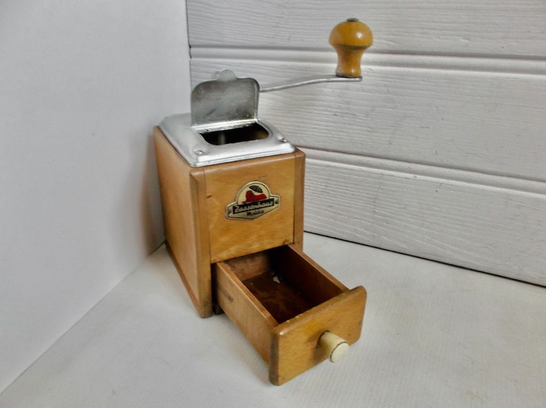 Vintage Art Deco Zassenhaus Mokka Wood and Metal Coffee Grinder Mill ...
