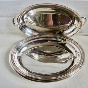 Antique English Silver Plated Ornate Oval Covered Serving Dish Circa 1910s