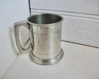 English Hammered Sheffield Pewter Tankard Pub Mug Metal Stein Half Pint