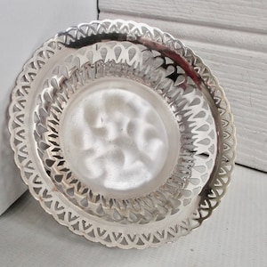 MCM Ornate Silver Plated Dish Vintage Circa 1950s Bon Bon Sweets Candy or Nut Dish Wedding Decor