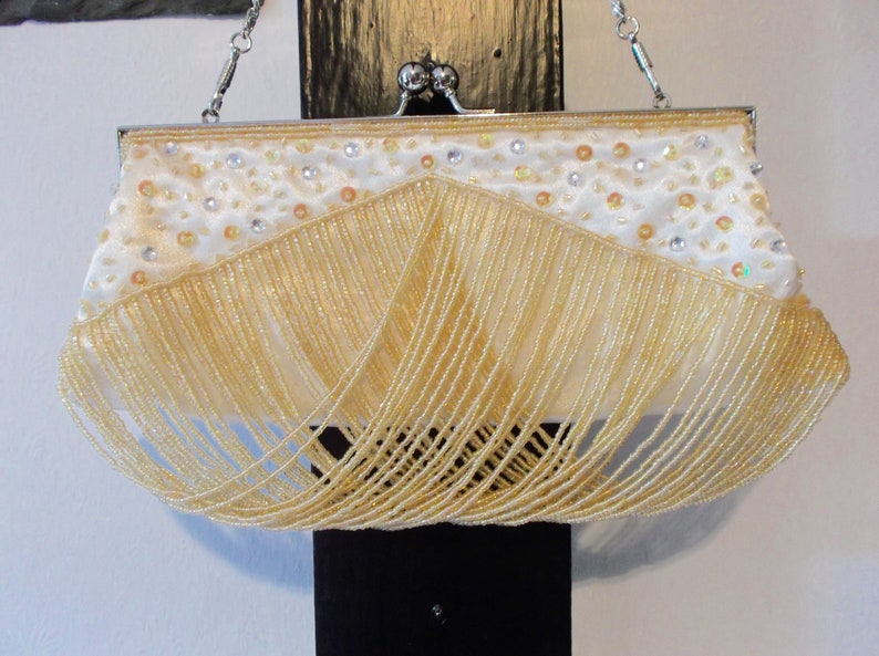 Vintage Gold Beaded Clutch Purse image 2