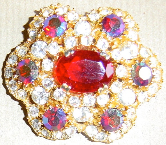 Vintage MCM Brooch MCM Circa 1950s Rubies and Rhi… - image 4