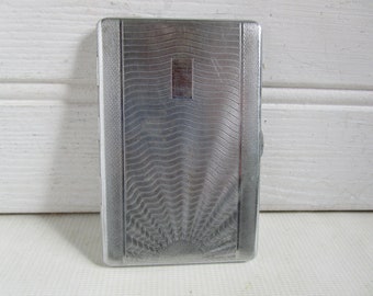 comoy's of london cigarette case Retro Business Card Holder, Comoys 1940s Case, Engine Turned, Space for Your Monogram, Gilt Finish Chrome Bond Street Cigar Case in