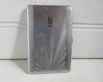 Vintage MCM Large Chrome Metal Cigarette Case Business Card Case