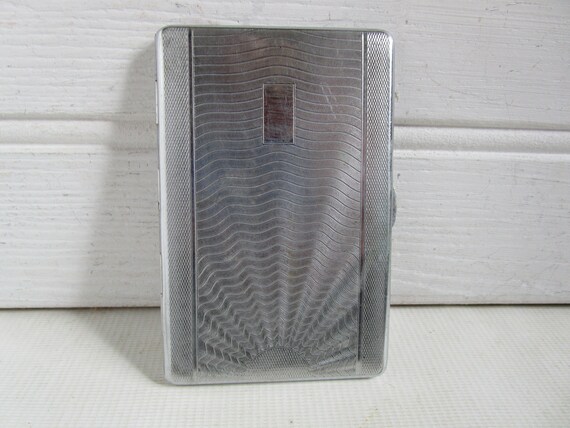 Vintage MCM Large Chrome Metal Cigarette Case Business Card Case