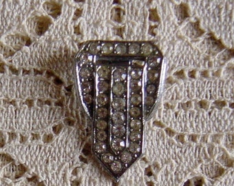 Vintage 1920s Art Deco Rhinestone Fur Dress Shoe Clip Great Gatsby Style