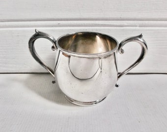 Vintage English Silver Two Handled Footed Sugar Bowl, Rose Bowl, or Compote Bowl