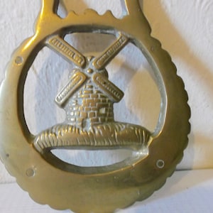 Vintage MCM Brass Windmill Horse Medallion and Fireplace Decor