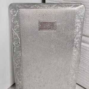Vintage MCM English Ornate Silver Chrome Cigarette Card Case or Carte de Visite by Har-Bro