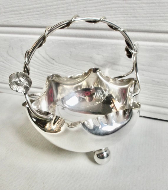 Antique Ornate Silver Metal Basket Wedding or Boudoir Decor Etsy