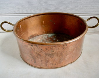 Vintage französischer Kupfer Kochtopf Marmelade Konserven Pfanne