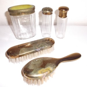 Antique Victorian Edwardian Vanity Set Boudoir Apothecary Bottles Dressing Table Set