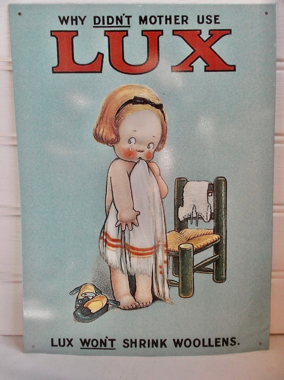 Lux Won/'t Shrink Wool Shepard VINTAGE ENAMEL METAL TIN SIGN WALL PLAQUE