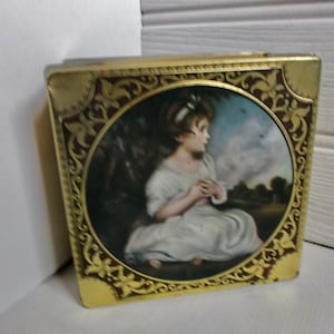Antique English Sweets Tin Featuring &quot;The Age of Innocence&quot;