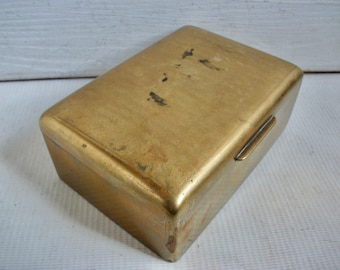 Vintage Brass Metal Box Mens Dresser State Express Cigarette Container