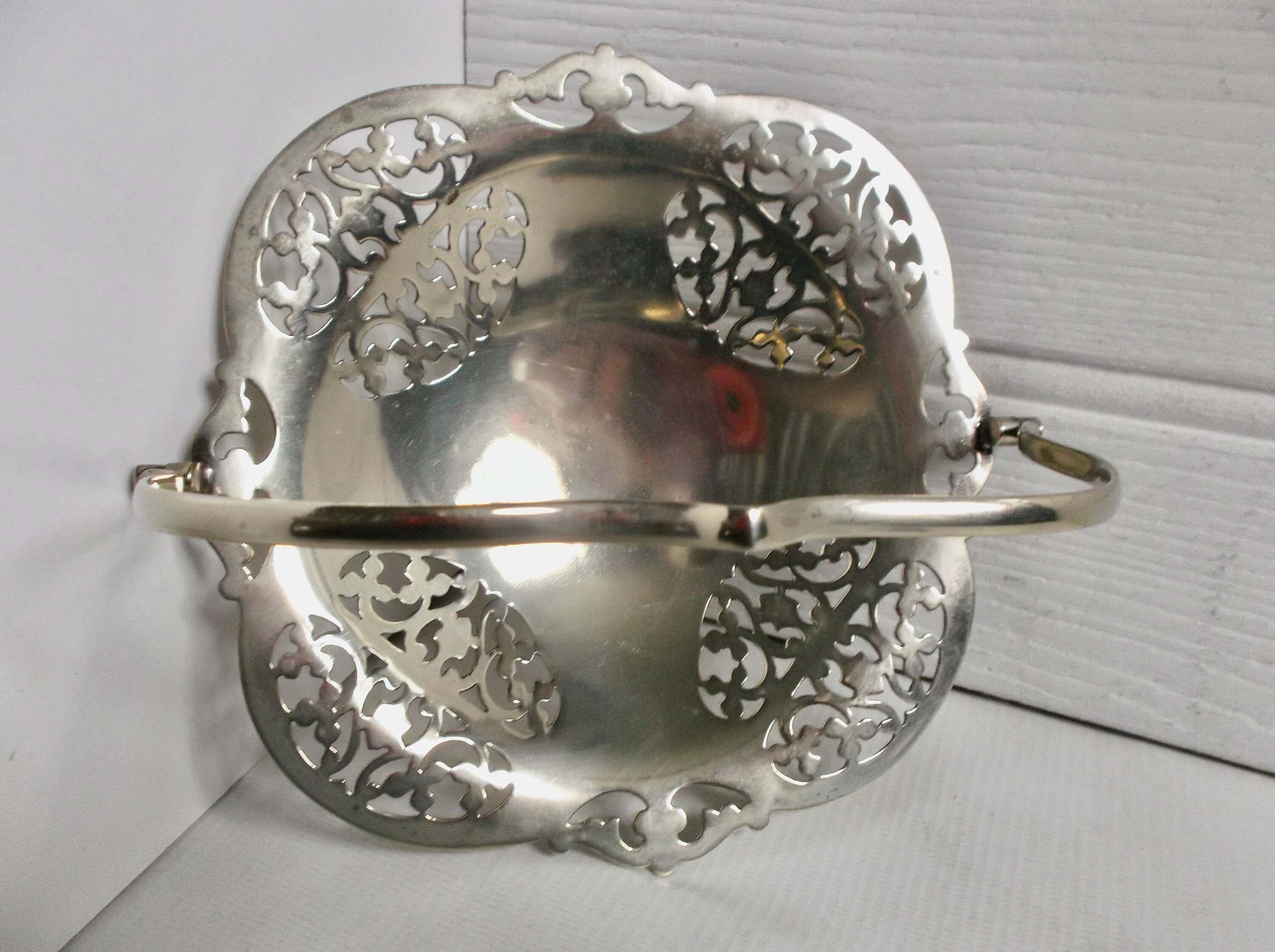Antique Ornate Silver Metal Basket Wedding or Boudoir Decor Etsy