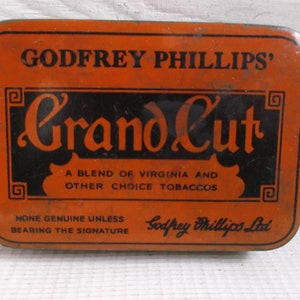 Vintage Godfrey Phillips Grand Cut Tabakdose Englische Sammlerstück Tobacciana Box