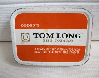 Lata de tabaco vintage Ogden's Tom Long Pipe, item colecionável inglês.